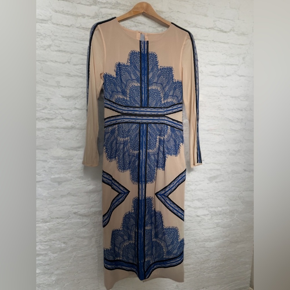 Unbranded Elegant Blue and Cream Lace Dress